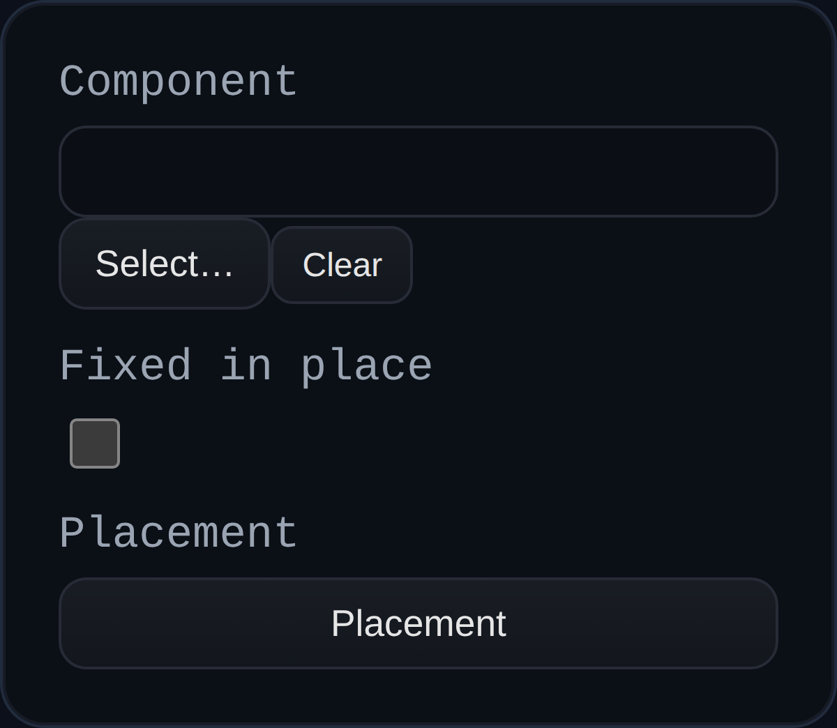 Assembly Component dialog