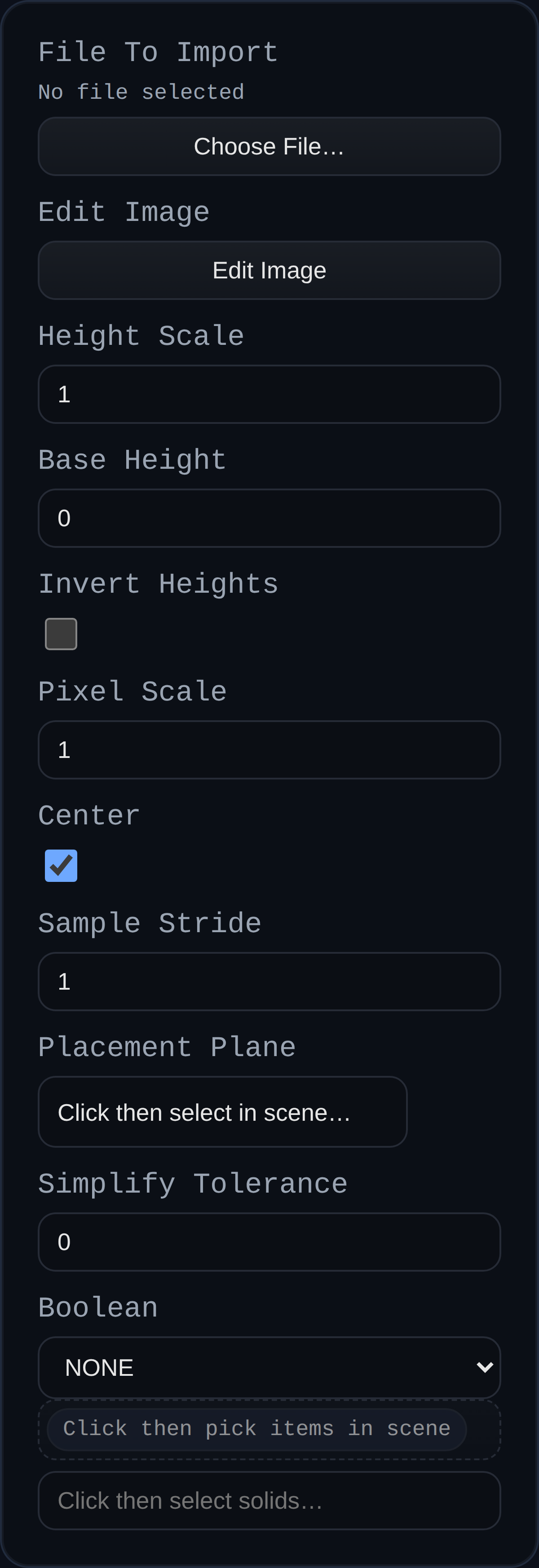 Image Heightmap Solid dialog