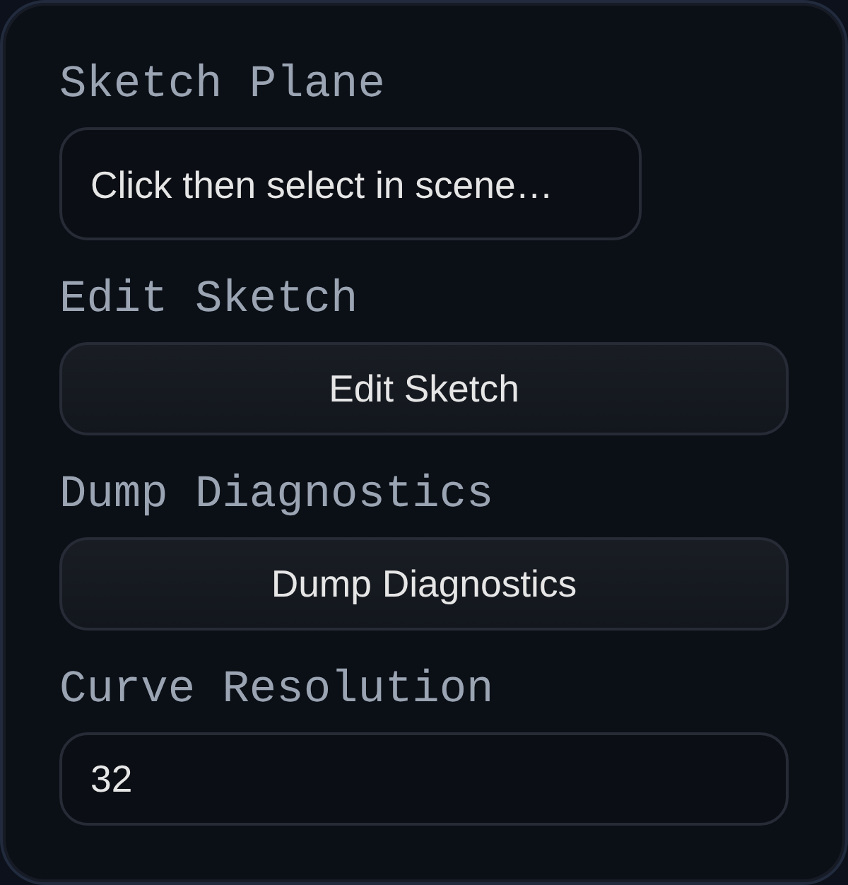 Sketch feature dialog