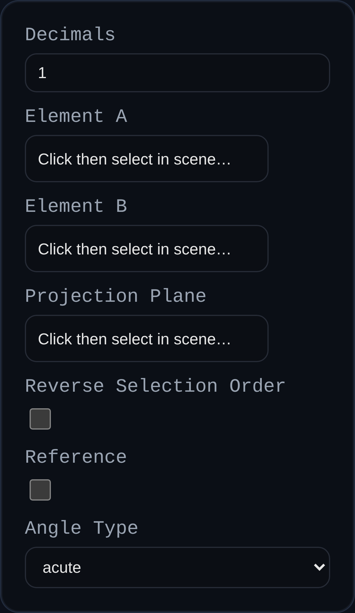 Angle Dimension dialog